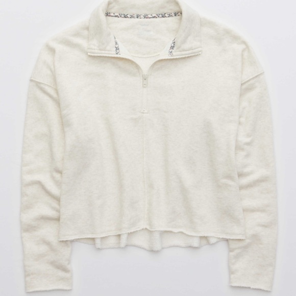 Aerie Sunday Soft Cropped Quarter Zip Sweatshirt size XL - Picture 4 of 9
